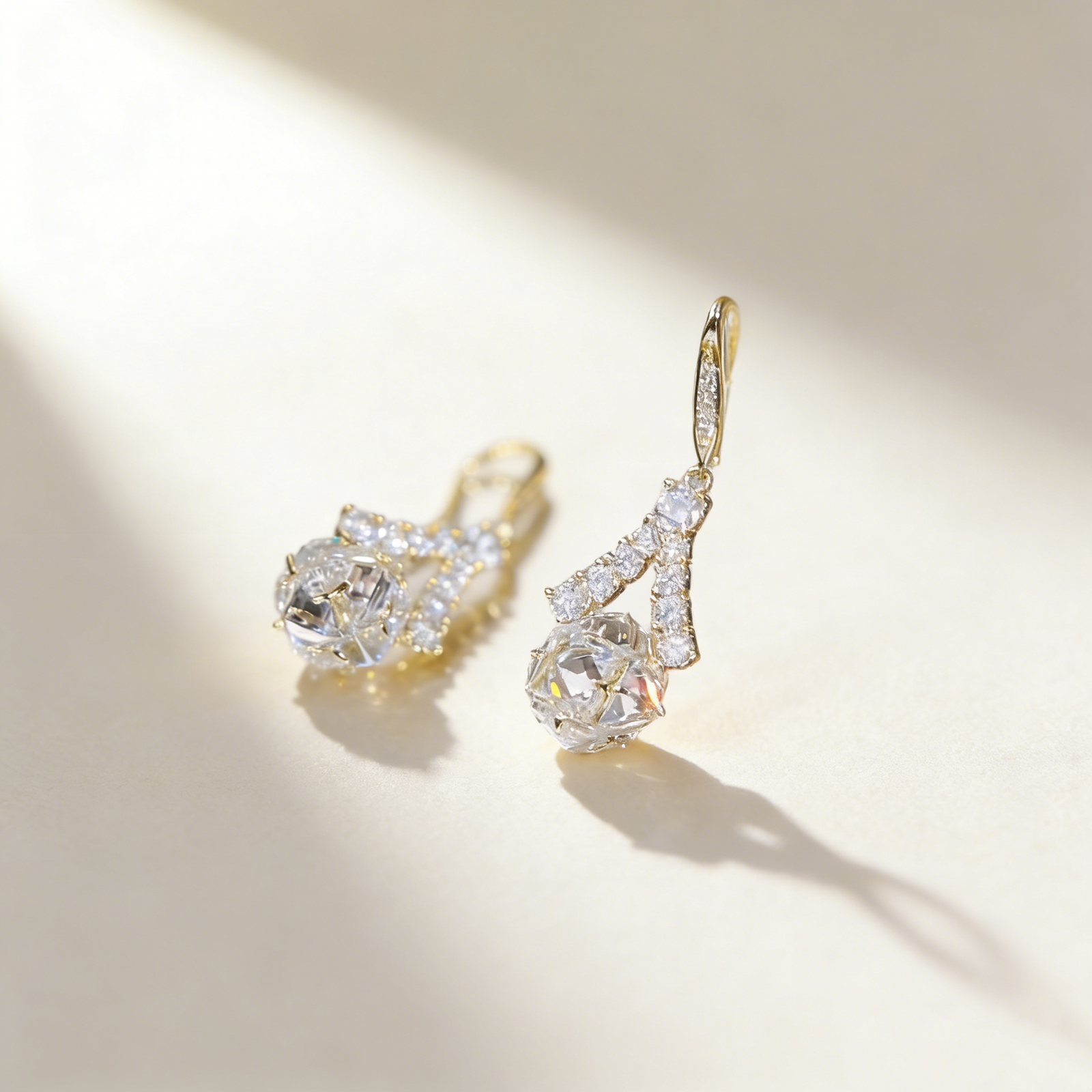 Diamond Ball Tassel Earrings