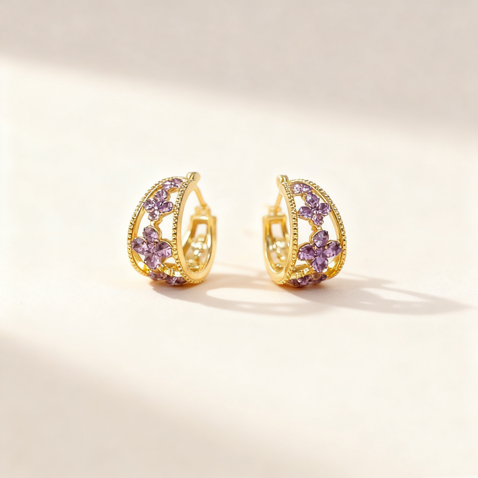 Amethyst Four-Leaf Clover Earrings