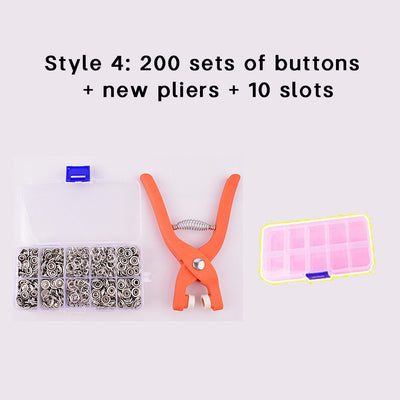Metal snap fastener set