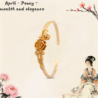 18K Gold Flower Goddess Bangle Series
