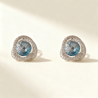 Pavé-Set Diamond Gemstone Earrings
