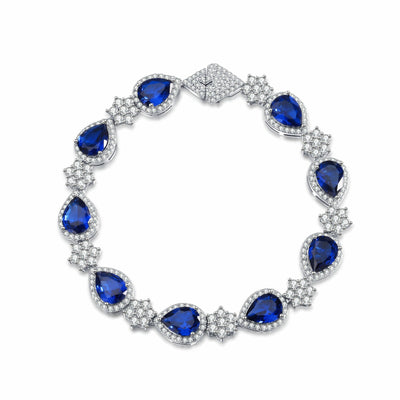 Teardrop-shaped natural blue diamond bracelet