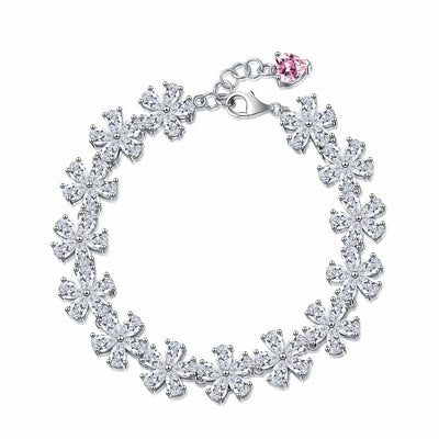Flower natural diamond heart bracelet
