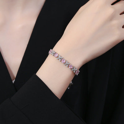 Natural diamond four-petal flower bracelet