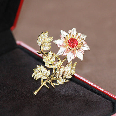 Three-color sunflower brooch