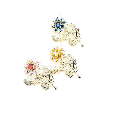 Three-color sunflower brooch