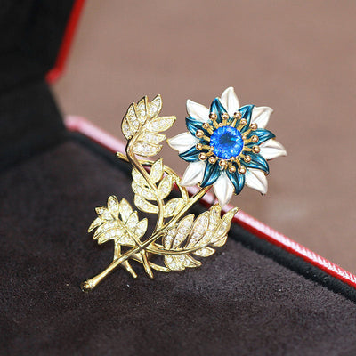 Three-color sunflower brooch