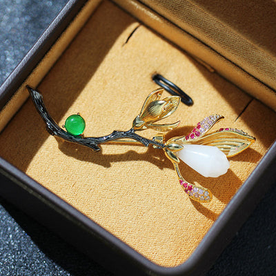Two-tone magnolia brooch