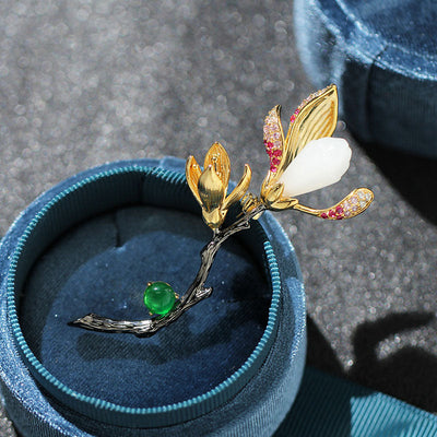 Two-tone magnolia brooch