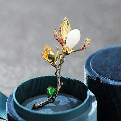 Two-tone magnolia brooch