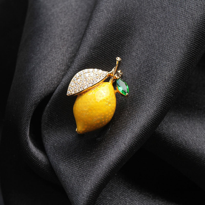Yellow Lemon Fruit Brooch