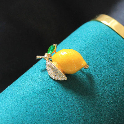 Yellow Lemon Fruit Brooch
