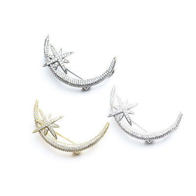 Star and moon brooch