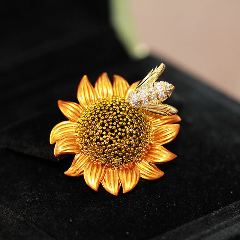 Bee Yellow Sunflower Brooch