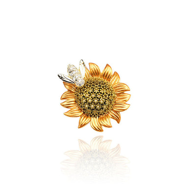 Bee Yellow Sunflower Brooch