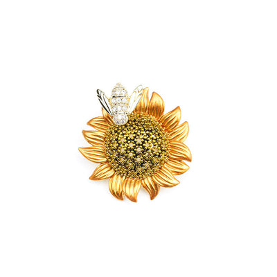 Bee Yellow Sunflower Brooch