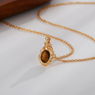 Irregular natural tiger eye stone necklace