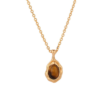 Irregular natural tiger eye stone necklace