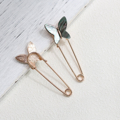 Butterfly natural shell brooch
