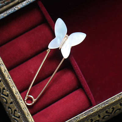 Butterfly natural shell brooch