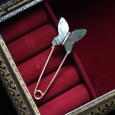 Butterfly natural shell brooch