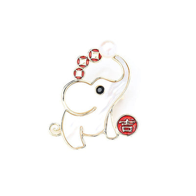 Elephant natural shell brooch