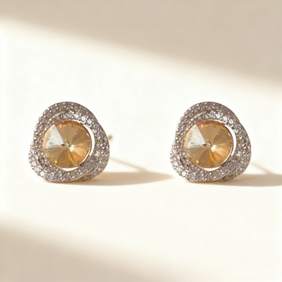 Pavé-Set Diamond Gemstone Earrings