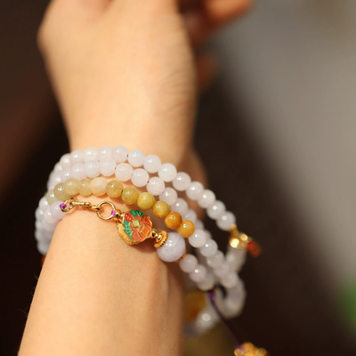 Beeswax Ball Natural Emerald Jade Stone Bracelet