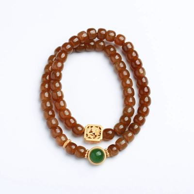 Hollow flower Natural Emerald Jade Stone bracelet