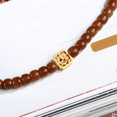 Hollow flower Natural Emerald Jade Stone bracelet