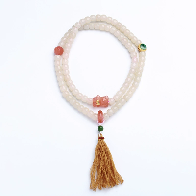 Cartoon Bear Natural Emerald Jade Stone Bracelet