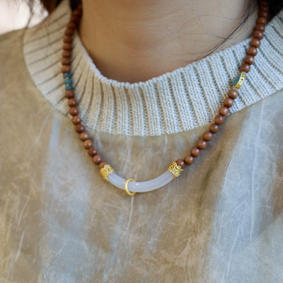 Natural Emerald Jade Stone half bracelet necklace