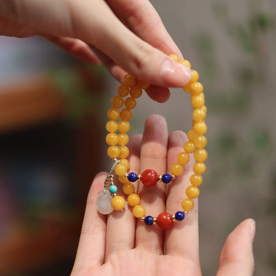 Money Bag Natural Emerald Jade Stone Agate Bracelet