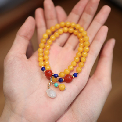 Money Bag Natural Emerald Jade Stone Agate Bracelet