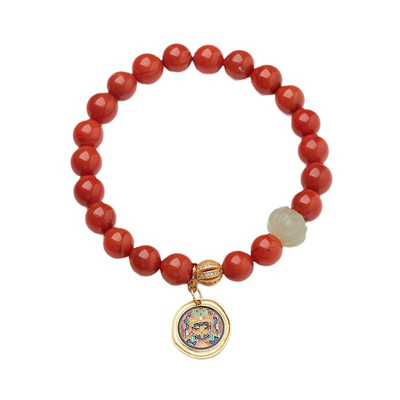 Natural Red Agate Jade Flower Bracelet