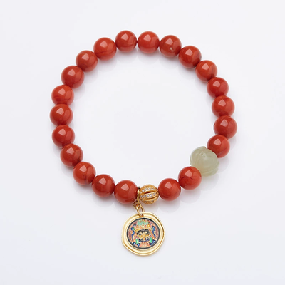 Natural Red Agate Jade Flower Bracelet