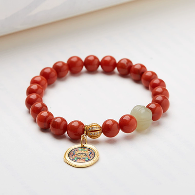 Natural Red Agate Jade Flower Bracelet