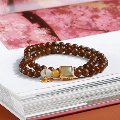 Square Brand Natural Agate Bracelet