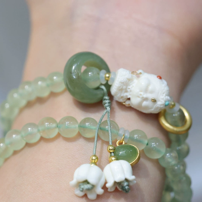 Baby Buddha Natural Emerald Jade Stone Bracelet