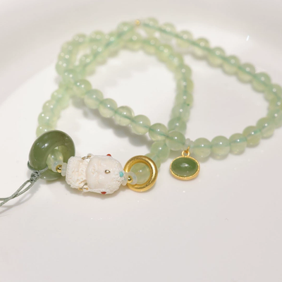 Baby Buddha Natural Emerald Jade Stone Bracelet