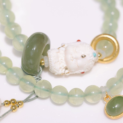 Baby Buddha Natural Emerald Jade Stone Bracelet