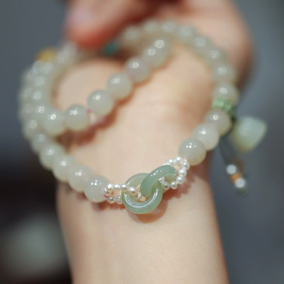 Lotus woven Natural Emerald Jade Stone bracelet