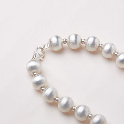 Pure Silver Ball Brushed Necklace