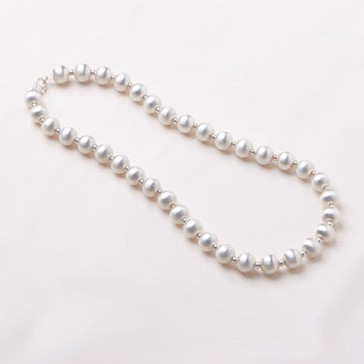 Pure Silver Ball Brushed Necklace