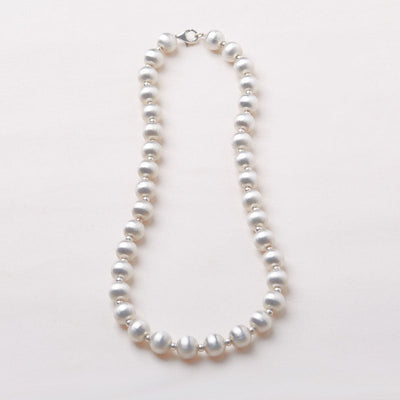 Pure Silver Ball Brushed Necklace