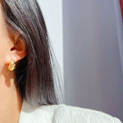Micro-inlaid star-shaped water drop earrings