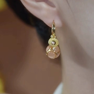 Round inlaid natural agate earrings