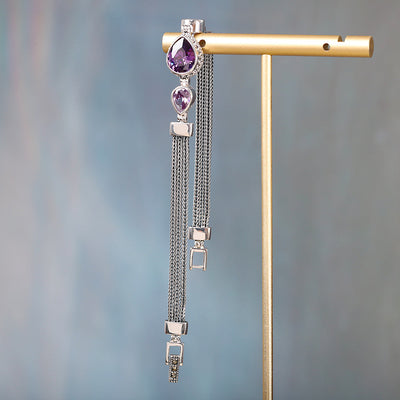 Three water drop natural amethyst bracelet