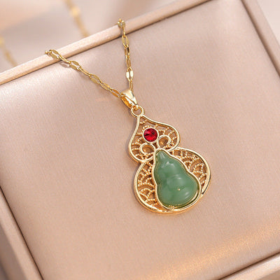 Lucky Bag Gourd • Emerald Jade Stone Necklace