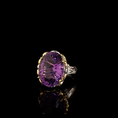 Round natural crystal ring
